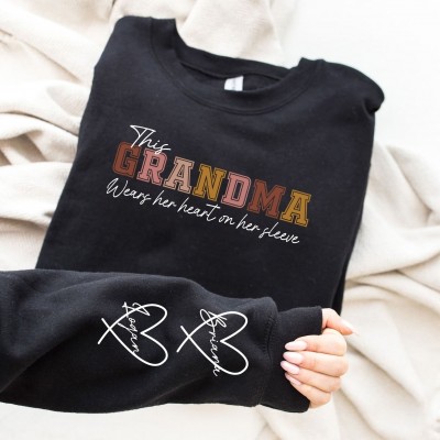 Personalised MAMA Wears Her Heart On Her Sleeve Sweatshirt