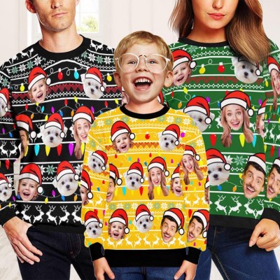 Custom Ugly Christmas Sweater Family Crewneck Sweatshirt Christmas Gift