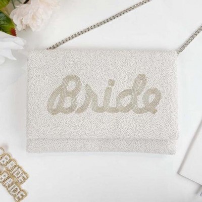 Personalised Beaded Bridal Clutch for Wedding Bridesmaid Clutch Box