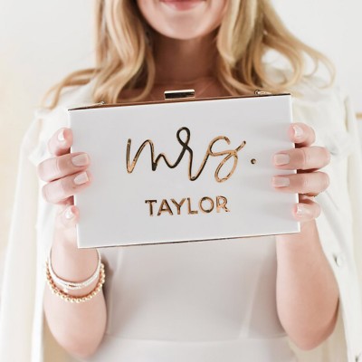 Personalised Mrs Purse Bride Clutch Purse for Wedding Bride to Be Gift