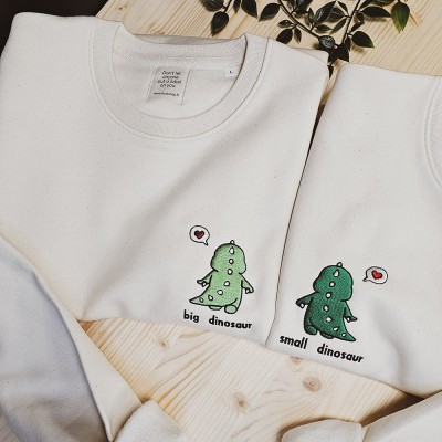 Personalised Embroidery Dinosaur Sweatshirts for Couples Valentine's Day Gift
