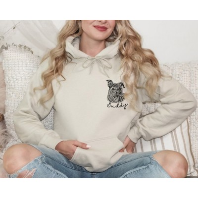 Custom Dog Face Embroidered Hoodie from Your Photo