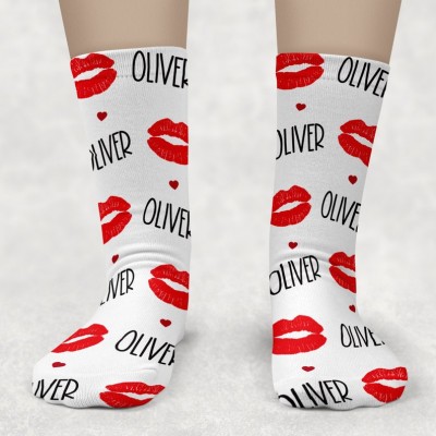 Personalised Valentines Cute Kisses Lips Stocking Valentine Accessory