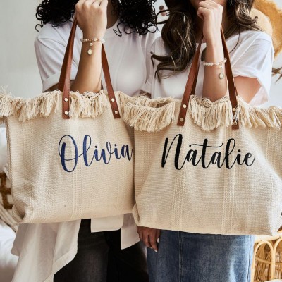 Personalised Bridesmaid Embroidered Canvas Bags Bridal Party Gifts