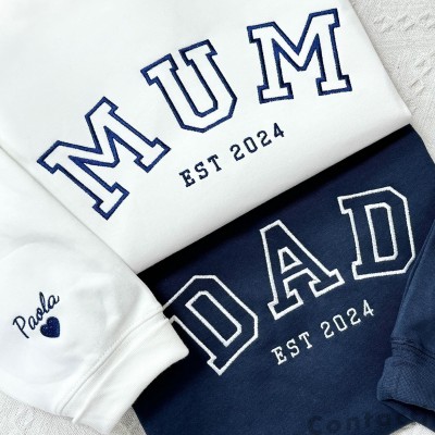 Personalised Embroidered Mum Sweatshirt with Kid Names Pregnancy Announcement Gift.