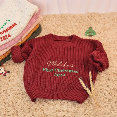 Personalised Name Sweater For Babies First XmaS Fist Christmas Gift For Babies