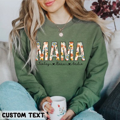 Personalised Retro Floral Mama Crewneck Gift for Mama
