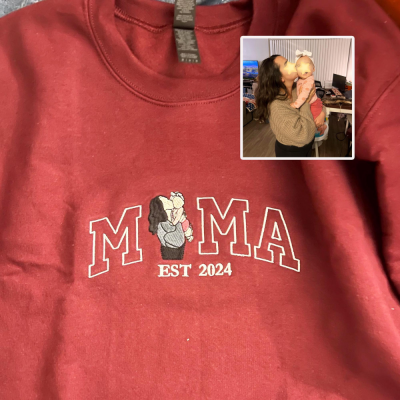 Custom Mum Portrait From Photo Hoodie Embroidered Sweatshirt