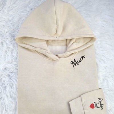 Personalised Embroidered Mum Sweatshirt with Kid Names Pregnancy Announcement Gift.
