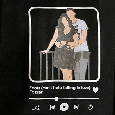 Personalised Embroidered Couple Portrait from Photo Hoodie Anniversary Gift