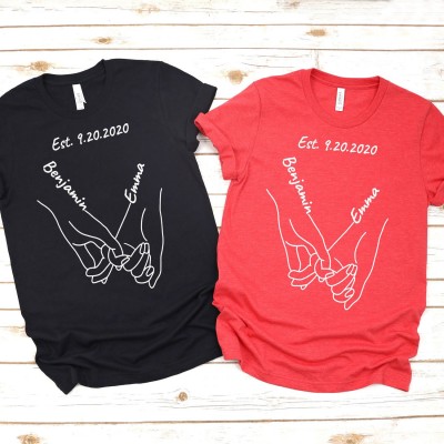 Personalised T-Shirt Pinky Promise Partner Matching Anniversary Shirts Gift