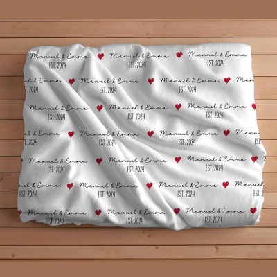 Personalised Name Couple Blanket Valentine's Day Gift for Her Him Boyfriend Girlfriend