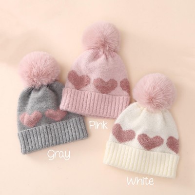Personalised Embroidered Baby Hat With Pom Toddler Winter Beanies Baby Girl Name Beanie
