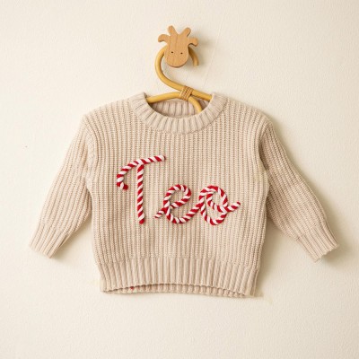 Custom Christmas Baby Sweater Hand Embroidered Name