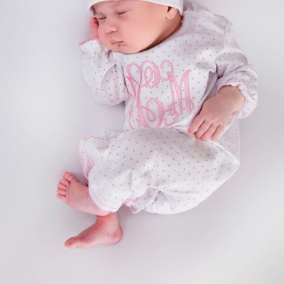 Personalised Baby Girl Coming Home Monogrammed Ruffle Romper