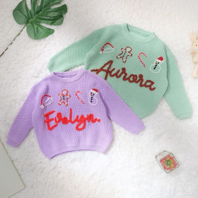 Personalised Knitted Baby NameSweater Christmas Sweater for Baby