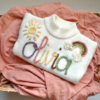 Personalised Baby Girl Sweater- Birth Announcement Pregnancy Gift