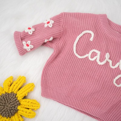 Personalised Name with Stunning Embroidery Hand Embroidered Baby Knit Sweater