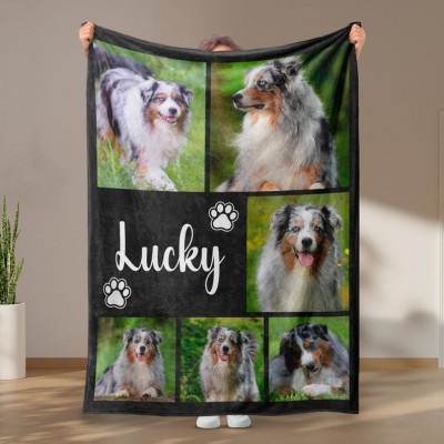 Customised Name Photo Blanket Collage Dog Cat Picture Bedding Blanket With Text