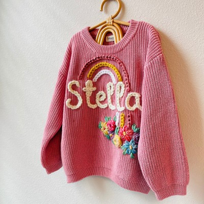 Personalised Rainbow and FlowersBaby and Toddler Sweater