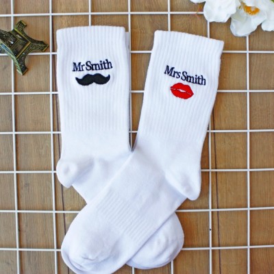 Personalised Embroidery Couple Socks Valentines Day Couple Lover Gifts