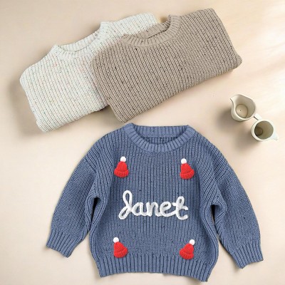 Personalised Christmas Baby Name Sweater|Handmade Knitted Sweatshirt