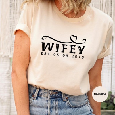 Personalised Hubby Wifey Matching Couple Shirt Valentine's Day Gift