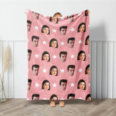 Custom Photo Face Blanket for Valentine's Day Anniversary Engagement Gift Blanket