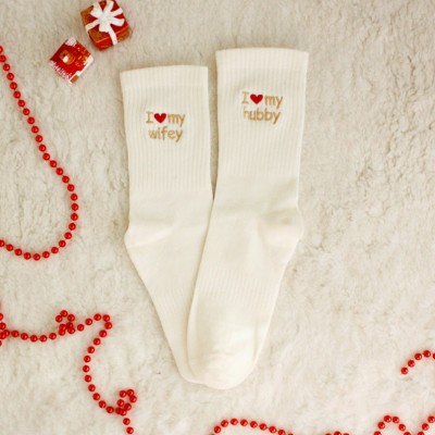 Personalised Embroidery Couple Socks Valentines Day Couple Lover Gifts