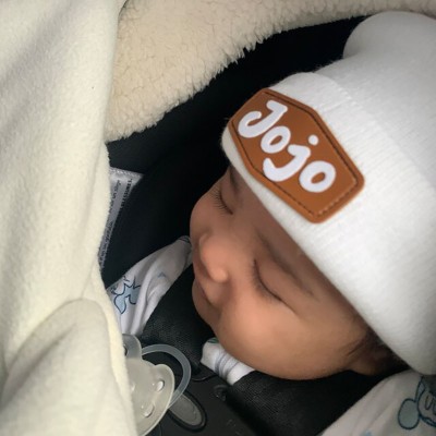 Personalised Vegan Leather Patch Baby Hats With Name