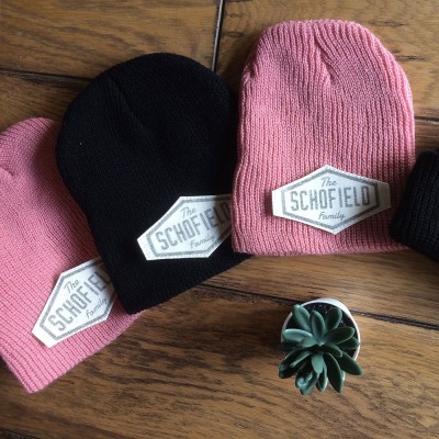 Custom Name Tag Beanies for the Whole Family Hand Printed and Customisable