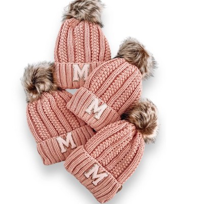 Personalised Embroidered Baby Hat With Pom Toddler Winter Beanies Baby Girl Name Beanie