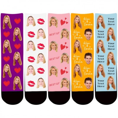 Personalised Valentines Face Socks For Couple Gift for Him Her