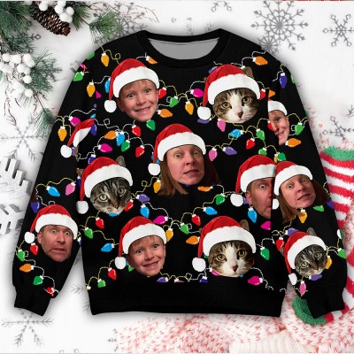 Personalised Face Christmas Ugly Sweater Family Photo Ugly Sweater Ugly Christmas Pattern