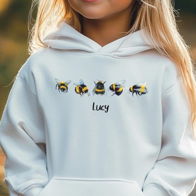 Personalised Bumblebee Hoodie for Kids Sweatshirt Gift for Toddler