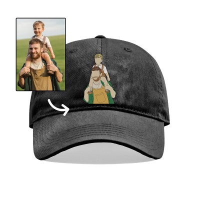 Custom Portrait Embroidered with Photo on Dad Hat Personalised Portrait From Picture Dad Cap
