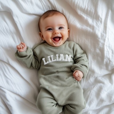 Custom Puff Name Baby Sweatshirt Bodysuit Personalised Bubble Romper
