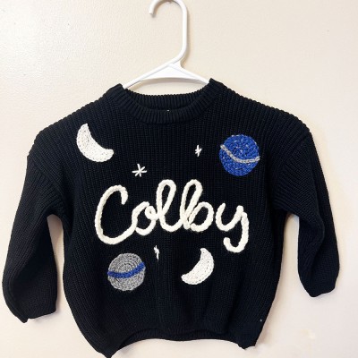 Personalised Baby Sweater Space Baby Name Sweater