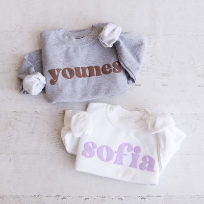 Personalised Name Embossed Custom Crewneck Personalised Toddler Youth Sweatshirt