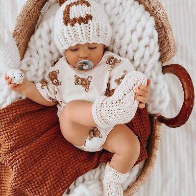 Personalised Newborn Boy Girl Bear Hat with Initials