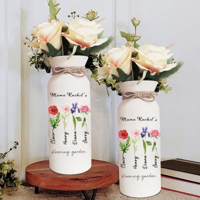 Personalised Birth Month Flower Vase with Grandkids Names, Mother's Day Gift