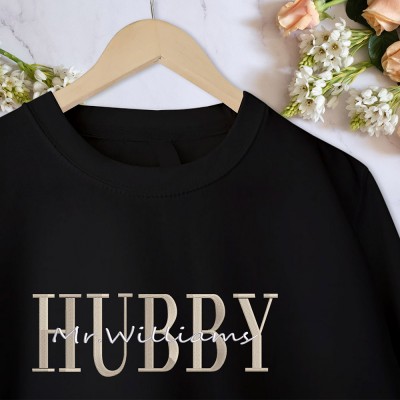 Personalised Embroidered Wifey Hubby Sweatshirt Anniversary Matching Valentine's Day Gift