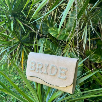 Personalised Wedding Velvet Bride Bag Bride Pearl Velvet Purse