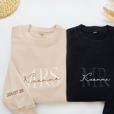 Custom Mrs And Mr Embroidered Sweatshirt Gift for Future