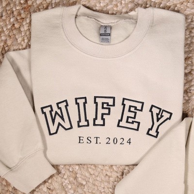 Personalised Embroidered Wifey and Hubby Matching Couples Hoodies Tees