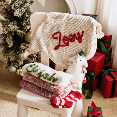 Custom Baby Sweater Embroidered Knit Sweater