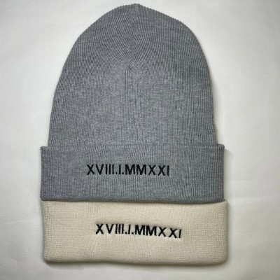 Personalised Roman Numeral Beanie Anniversary Beanie