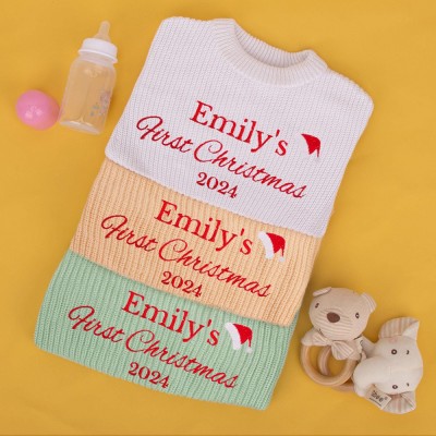 Personalised Hand Embroidered Name Baby Sweater Christmas Sweater