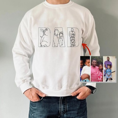 Personalised Embroidered DAD Sweatshirt Hoodie with Custom Portrait Collage for XMAS