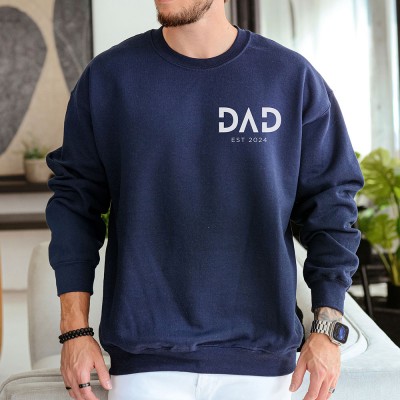 Personalised Dad EST Sweatshirt with Kids' Names on Sleeve XMAS Gift